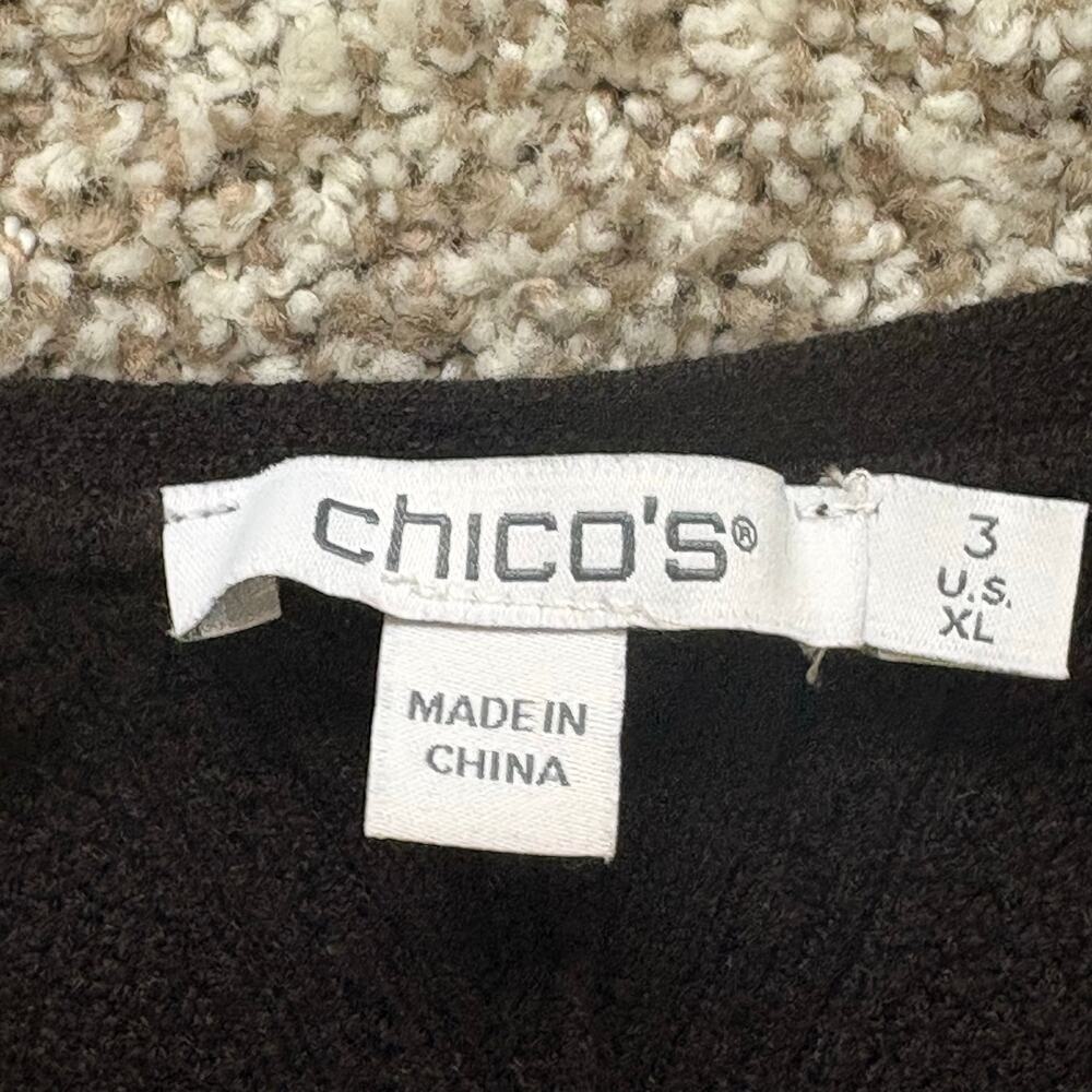 Chico’s Gold Studded Black Cable Knit Sweater Women’s XL Black V-Neck Rock Glam - Picture 4 of 8